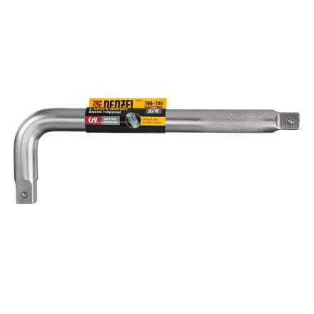 Вороток Г-образный, 300*100 мм, квадрат 3/4&quot;, CrV, матовый хром Denzel 14068 купить в Нефтеюганске