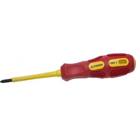 Отвертка STAYER &quot;PROFESSIONAL&quot; &quot;MAX-GRIP&quot; диэлектрическая, двухкомпонентная рукоятка, Cr-V, PH №1x80мм 25828-1-080 G купить в Нефтеюганске