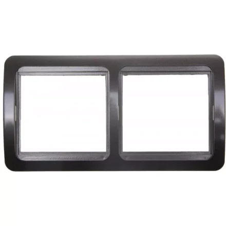 Панель СВЕТОЗАР &quot;ГАММА&quot; накладная, горизонтальная, цвет темно-серый металлик, 2 гнезда SV-54146-DM купить в Нефтеюганске