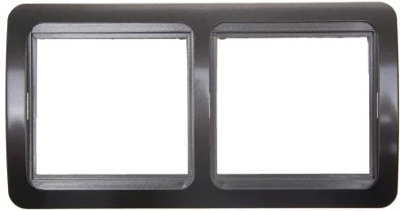 Панель СВЕТОЗАР &quot;ГАММА&quot; накладная, горизонтальная, цвет темно-серый металлик, 2 гнезда SV-54146-DM купить в Нефтеюганске