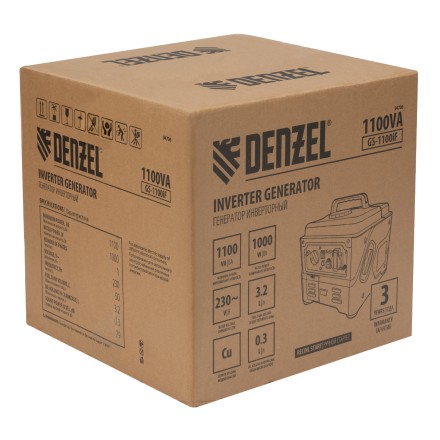 Генератор инверторный DENZEL GS-1100iF 94706, 1,1 кВт, 230 В, ручной старт купить в Нефтеюганске