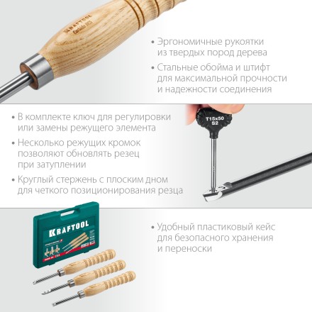 Набор профессиональных ручных резцов по дереву KRAFTOOL 18369 купить в Нефтеюганске