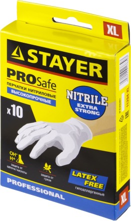 Перчатки STAYER &quot;PROFI&quot; нитриловые экстратонкие, XL, 10шт 11204-XL купить в Нефтеюганске