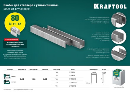 Скобы тип 21GA (80 / Pr A / Senco AT) 5000 шт 31780-6 купить в Нефтеюганске