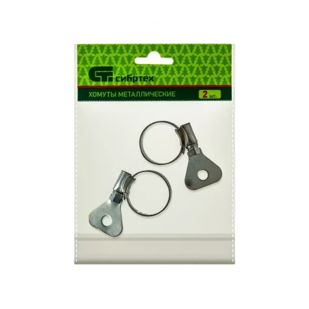 Хомуты металлические червячные 16-25 мм ширина 10 мм W1 с металлическим ключом 2 шт Сибртех 476507 купить в Нефтеюганске