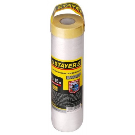 Пленка STAYER &quot;PROFESSIONAL&quot; защитная с клейкой лентой &quot;МАСКЕР&quot;, HDPE, 9мкм, 2,1х15м 12255-210-15 купить в Нефтеюганске
