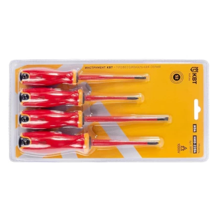 Набор диэлектрических отверток КВТ SLIM VDE НИО-2204 сталь S2, профиль SL, PH, 4 шт. (88931) купить в Нефтеюганске