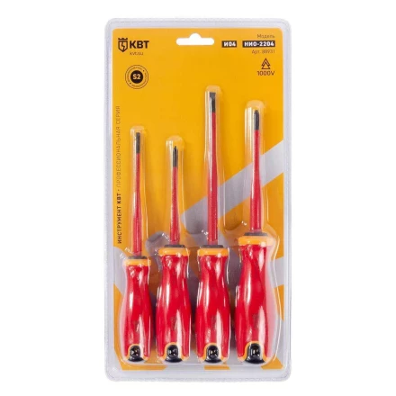 Набор диэлектрических отверток КВТ SLIM VDE НИО-2204 сталь S2, профиль SL, PH, 4 шт. (88931) купить в Нефтеюганске