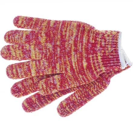 Перчатки трикотажные усиленные гелевое ПВХ-покрытие 7 класс красно-желтый меланж Сибртех 68181 купить в Нефтеюганске