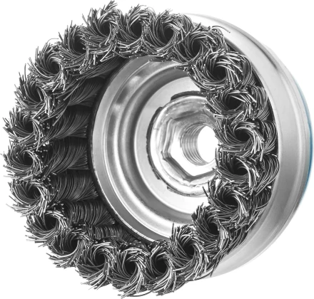 ЗУБР &quot;ПРОФЕССИОНАЛ&quot;. Щетка чашечная усиленная для УШМ, плетеные пучки стальной проволоки 0,5мм, 80ммхМ14 3527-080_z02 купить в Нефтеюганске