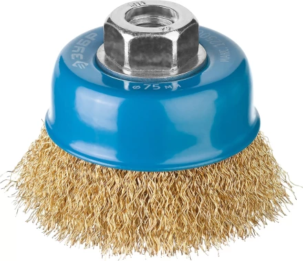 ЗУБР &quot;ПРОФЕССИОНАЛ&quot;. Щетка чашечная для УШМ, витая латунированная стальная проволока 0,3мм, 75ммхМ14 3526-075_z02 купить в Нефтеюганске