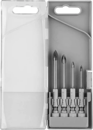 Набор ЗУБР &quot;ПРОФЕССИОНАЛ&quot;: Сверла по кафелю, керамике, с четырьмя режущими лезвиями 3, 4, 6, 8 мм, 4 шт 29845-H4_z01 купить в Нефтеюганске