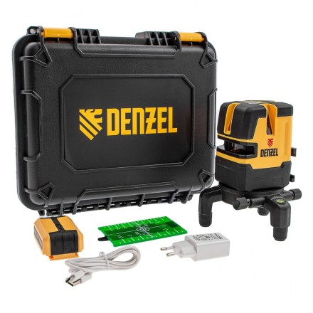 Лазерный уровень LX 06 Green, 30 м, 520 нм, аккумулятор Li 5200 mAh, резьба 5/8&quot; Denzel 35072 купить в Нефтеюганске