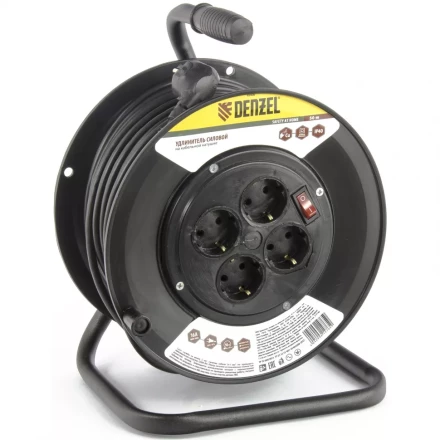 Удлинитель силовой на кабельной катушке 50м 4 розетки 16А серия УХз16 DENZEL 95906 купить в Нефтеюганске