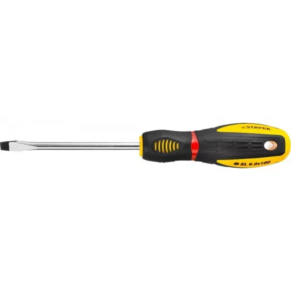Отвертка STAYER "PROFI" "PROTech", двухкомп рукоятка, намагниченная, Cr-Mo, SL6,0x100мм 25131-06-10_z02 купить в Нефтеюганске