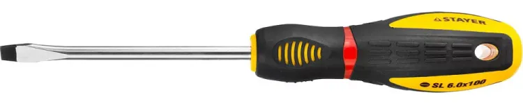 Отвертка STAYER "PROFI" "PROTech", двухкомп рукоятка, намагниченная, Cr-Mo, SL6,0x100мм 25131-06-10_z02 купить в Нефтеюганске