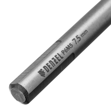 Сверло спиральное по металлу Denzel 7,5 x 109мм, Р6М5, Golden Tip, многогранная заточка, 718281 купить в Нефтеюганске