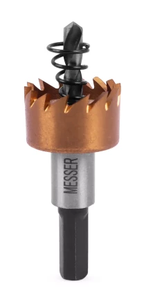 HSS-TiN коронка MESSER  22мм с центр. сверлом и толкающей пружиной для  лист. материала  до 2 мм ц/х купить в Нефтеюганске