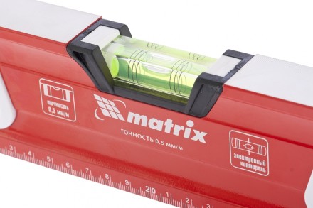 Уровень алюминиевый магнитный 1000 мм с зеркальным глазком MATRIX 2 компонентные рукоятки артикул 34733 купить в Нефтеюганске