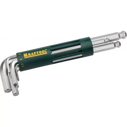 Набор KRAFTOOL: Ключи имбусовые длинные с шариком, Cr-Mo сталь, держатель-рукоятка, HEX 2-10мм, 8 пред 27431-2_z01 купить в Нефтеюганске