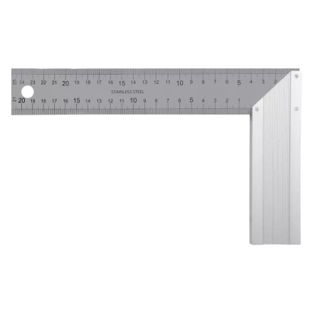 Угольник стальной 250 мм, нержавеющая сталь, градуировка, алюминиевое основание Denzel 32396 купить в Нефтеюганске