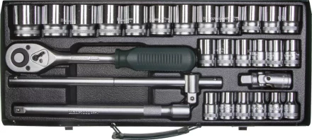 Набор торцовых головок KRAFTOOL &quot;INDUSTRIE QUALITAT&quot; (1/2&quot;) универсальный, Cr-V, металлический кейс, 28 предметов 27892-H28_z01 купить в Нефтеюганске