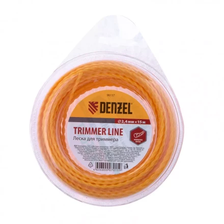 Леска для триммера овальная витая 2,4 мм х 15 м блистер Россия Denzel 96137 купить в Нефтеюганске