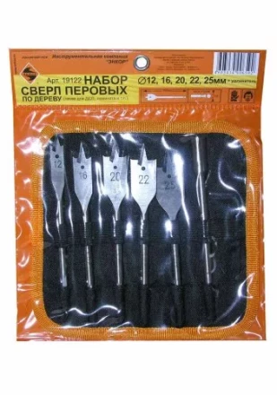 Набор сверл перовых  5 шт12-25х152мм+ 1удл.в сум1/1/40 19122 купить в Нефтеюганске