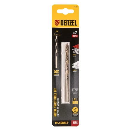 Сверло по металлу, 7 мм, HSS Co-8%// Denzel 71449 купить в Нефтеюганске