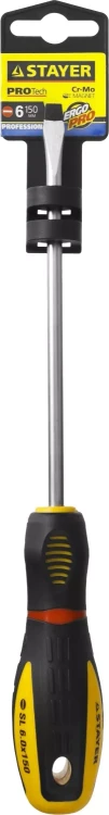 Отвертка STAYER "PROFI" "PROTech", двухкомп рукоятка, намагниченная, Cr-Mo, SL6,0x150мм 25131-06-15_z02 купить в Нефтеюганске