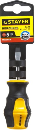Отвертка STAYER &quot;MASTER&quot; &quot;HERCULES&quot;, Сr-V, противоскользящая рукоятка, SL5,0x38мм 25051-38-5.0_z01 купить в Нефтеюганске