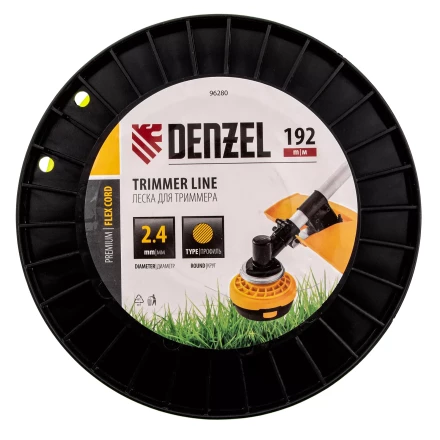 Леска для триммера круглая Denzel, 2,4мм х 192м, на DIN катушке FLEX CORD, 96280 купить в Нефтеюганске