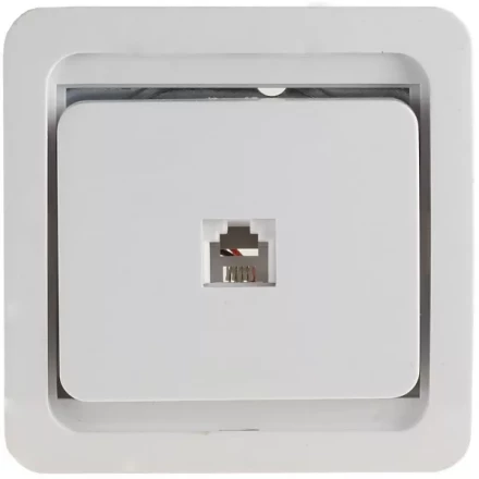 Розетка СВЕТОЗАР &quot;ГАММА&quot; телефонная одинарная, цвет белый SV-54117-W купить в Нефтеюганске