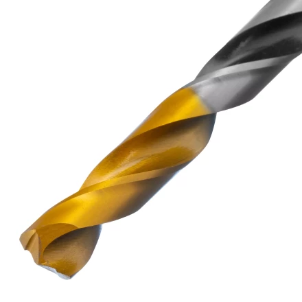 Сверло спиральное по металлу Denzel 8 x 117мм, Р6М5, Golden Tip, многогранная заточка, 718282 купить в Нефтеюганске