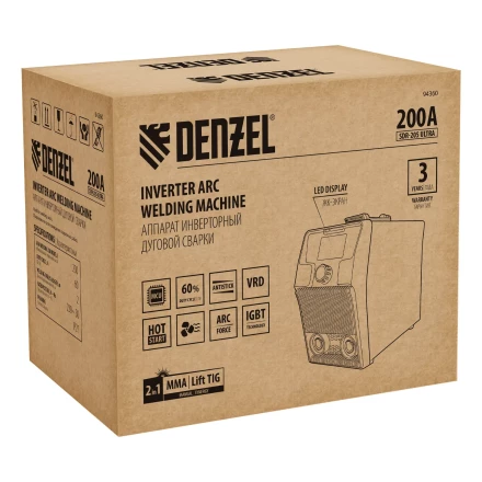 Аппарат инвертор. дуговой сварки Denzel SDR-205 Ultra, 200 А, ПВ 60% 94360 купить в Нефтеюганске