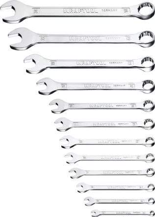 Наборы ключей комбинированных KRAFTOOL, Cr-V, DIN 3110, на пластиковой подвеске 27079-H12C купить в Нефтеюганске