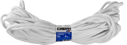 Шнур хозяйственный СИБИН, полиэфирный, длина 25 м, диаметр - 9мм 50269 купить в Нефтеюганске