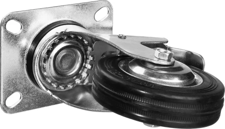 Колеса поворотные с тормозом из литой резины с металлическим диском серия ПРОФЕССИОНАЛ купить в Нефтеюганске