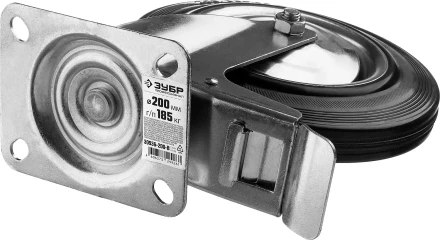 Колеса поворотные с тормозом из литой резины с металлическим диском серия ПРОФЕССИОНАЛ купить в Нефтеюганске