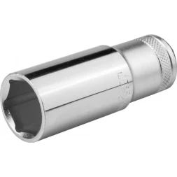 Торцовая головка KRAFTOOL "INDUSTRIE QUALITAT", удлиненная, Cr-V, FLANK, хромосатинированная, 1/2", 22 мм 27807-22_z01