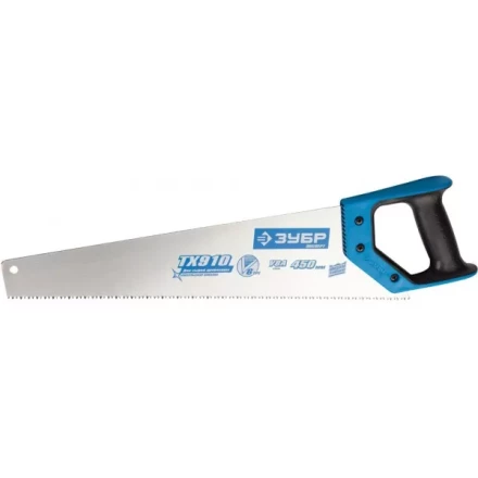 Ножовка по дереву (пила) ЗУБР ЛЕВША-6 450 мм, 6TPI, прямой зуб, быстрый рез поперек волокон, для крупных и средних заготовок, закалка, 2K рукоятка 15230-45 купить в Нефтеюганске
