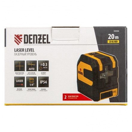 Лазерный уровень LX 02 Red, 20 м, 635 нм, резьба 1/4&quot; Denzel 35056 купить в Нефтеюганске