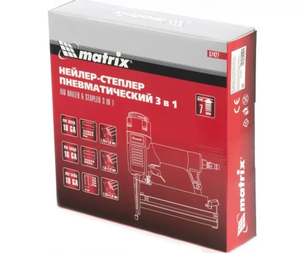 Нейлер-степлер пнев. 3 в 1 с рег. глуб. гвозди 16GA - 18GA гвозди, скобы 16GA - 18GA MATRIX 57427 купить в Нефтеюганске