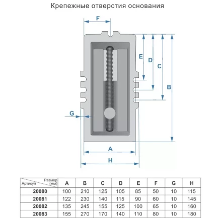 Тиски  машинные крестовинные 125мм 20082 купить в Нефтеюганске