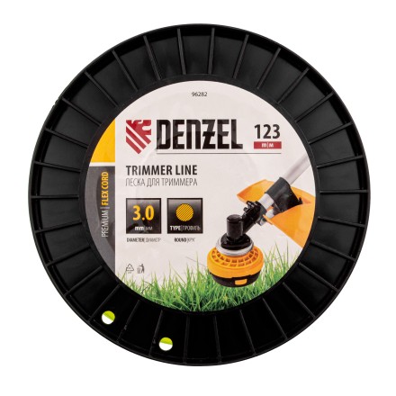 Леска для триммера круглая Denzel, 3,0мм х 123м, на DIN катушке FLEX CORD, 96282 купить в Нефтеюганске