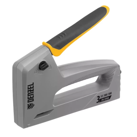 Степлер мебельный Denzel 40213, пластиковый корпус, тип 53, 6-14 мм, тип 300, 15 мм, тип 500, 15 мм купить в Нефтеюганске