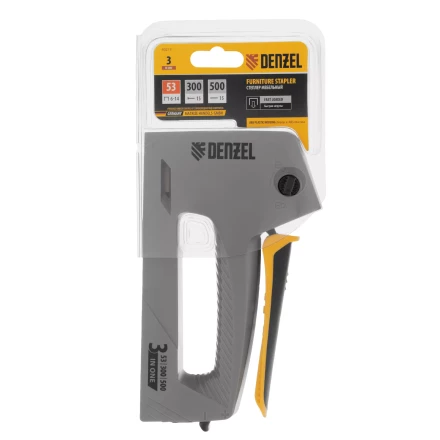 Степлер мебельный Denzel 40213, пластиковый корпус, тип 53, 6-14 мм, тип 300, 15 мм, тип 500, 15 мм купить в Нефтеюганске