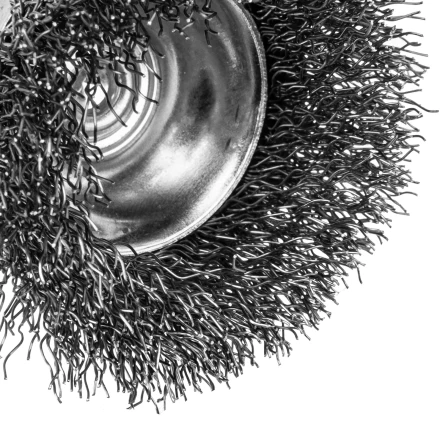 Набор щеток для дрели Denzel, 2 Плоские 50-75мм, 3 Чашки 25-50-75мм, шпилька,  нерж.вит. проволока 74493 купить в Нефтеюганске