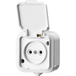 Розетка STAYER &quot;MASTER&quot; &quot;MAXIMA&quot; одноместная, с защитной крышкой, IP54, 10А, 220В 54305-W