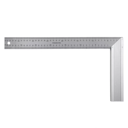 Угольник стальной 400 мм, нержавеющая сталь, градуировка, алюминиевое основание Denzel 32398 купить в Нефтеюганске